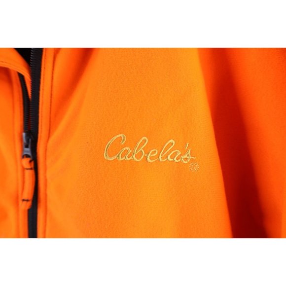Vintage Cabelas Large Spell Out Soft Cloth Hunting Bomber Jacket Blaze Orange - Picture 4 of 14